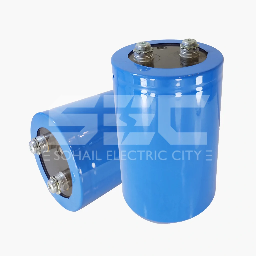 Industrial Grade Screw Terminal Electrolytic Capacitor - High Capacity Blue Cylindrical Capacitor