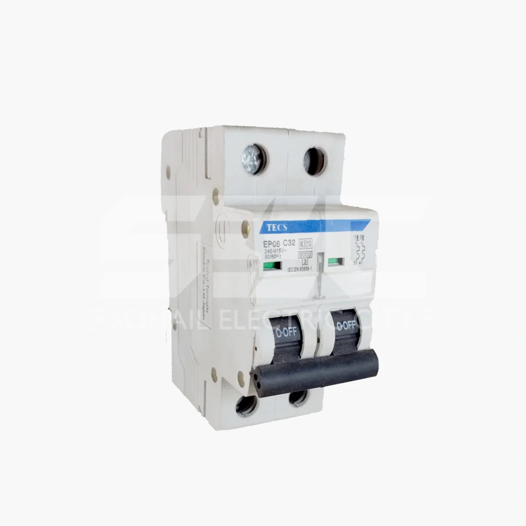 TECS EP06 C32 2-Pole Miniature Circuit Breaker (MCB) - 32A 6kA