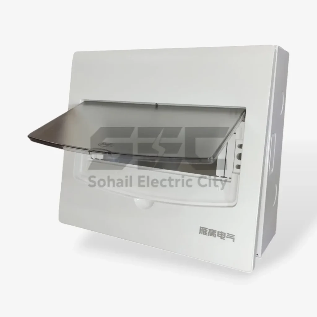 10-Way Distribution Panel Box – Surface & Flush Mount, with Transparent Cover