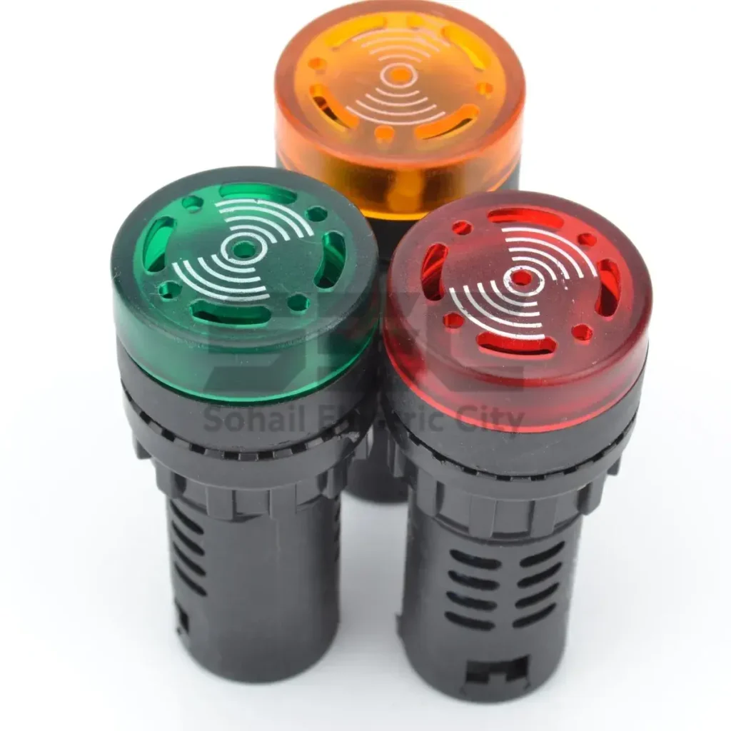 22mm LED Indicator Buzzer Light – 240V AC, 80dB Alarm