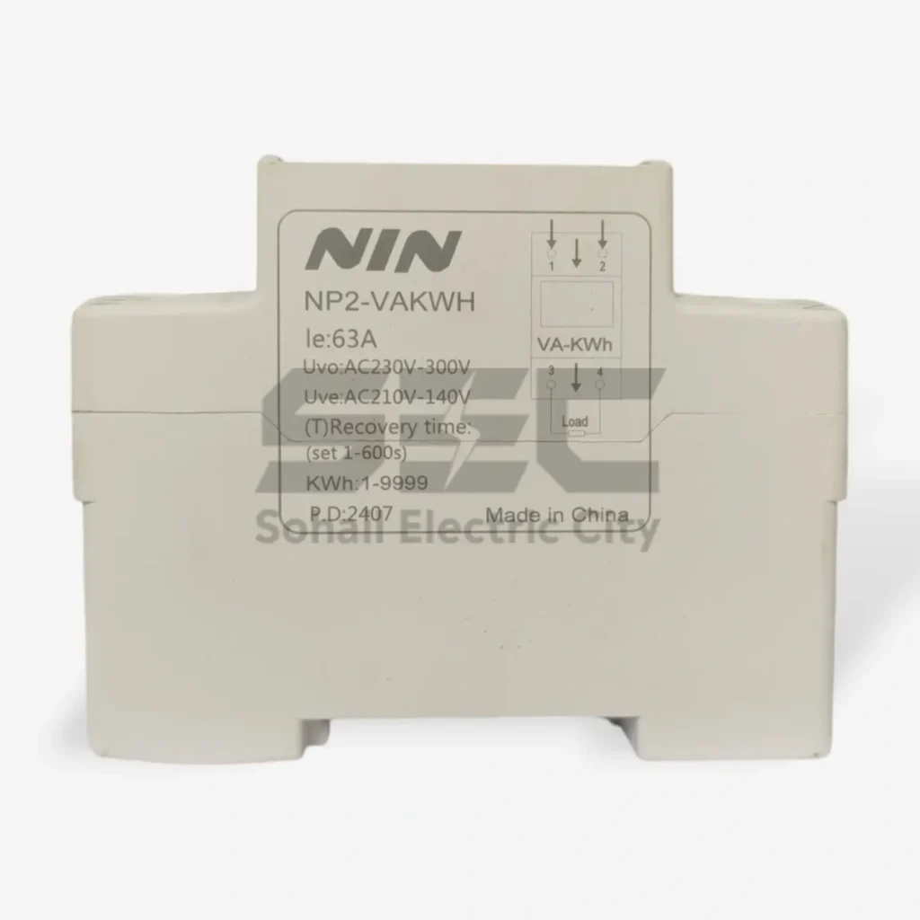 NIN NP2-VA-KWH 63A Over & Under Voltage Protector Relay with Energy Monitoring