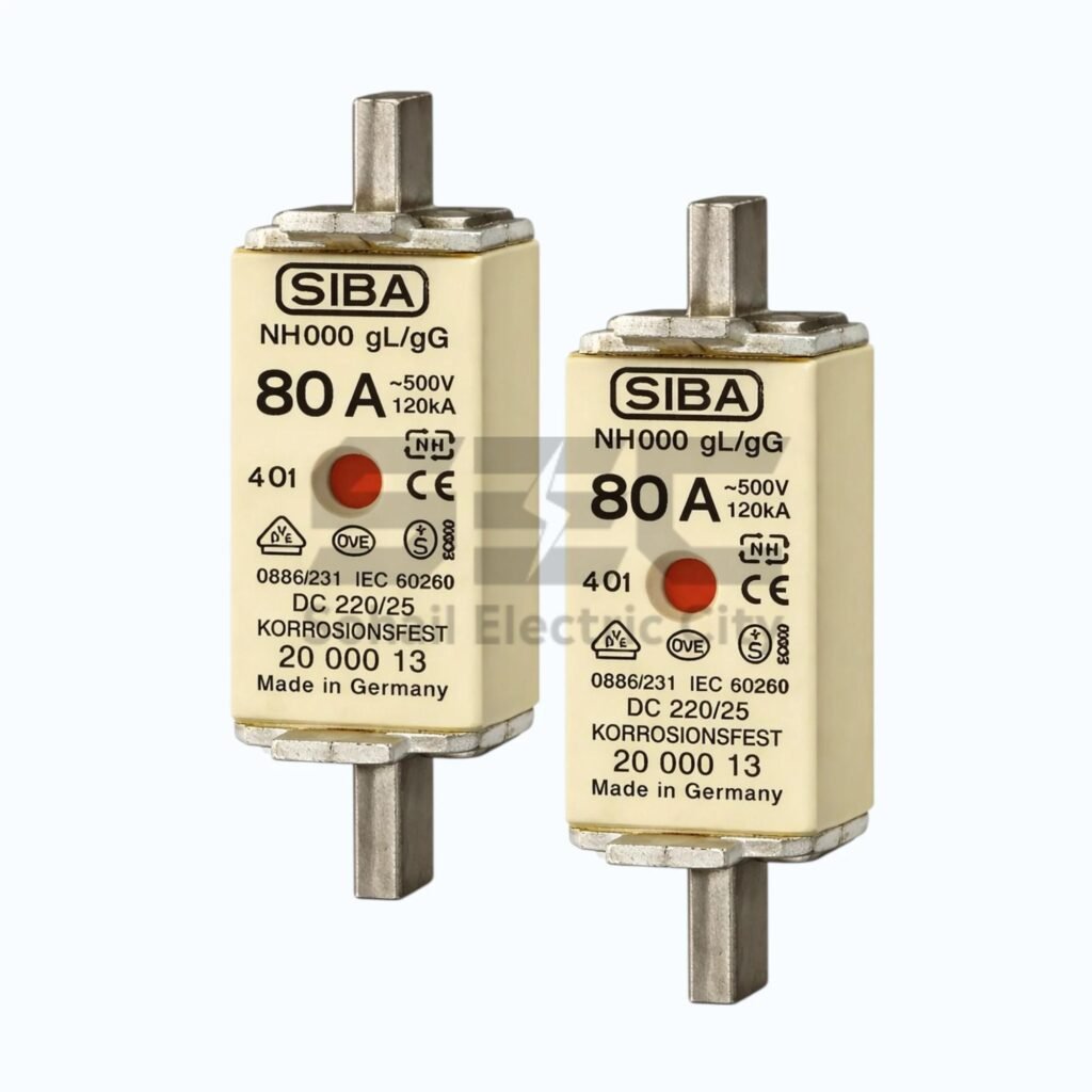 Original SIBA NH000 80A 500V HRC Fuse – High Breaking Capacity Industrial Fuse Link
