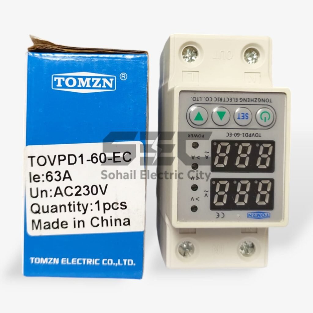 63A Adjustable Over/Under Voltage & Overcurrent Protection Device – Dual Display Voltage Relay