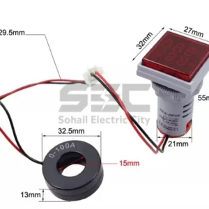 LED Digital Voltmeter & Ammeter – 100A, with Current Transformer (CT)