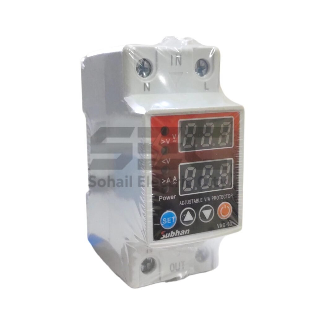 Subhan VAG-63 Digital Adjustable 63A Over/Under Voltage and Over Current Protection Relay
