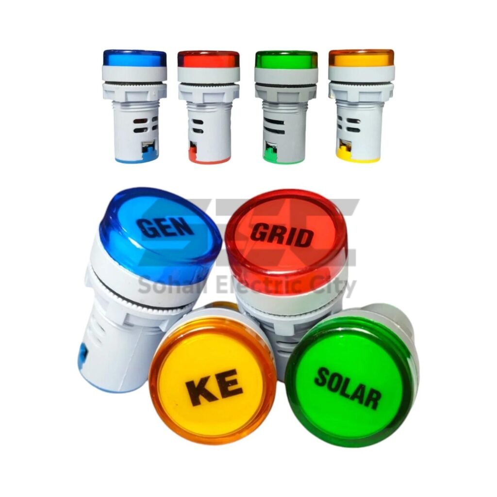 Versatile Plastic LED Indicator Lamp – Solar, Grid, Generator & K-Electric Labels