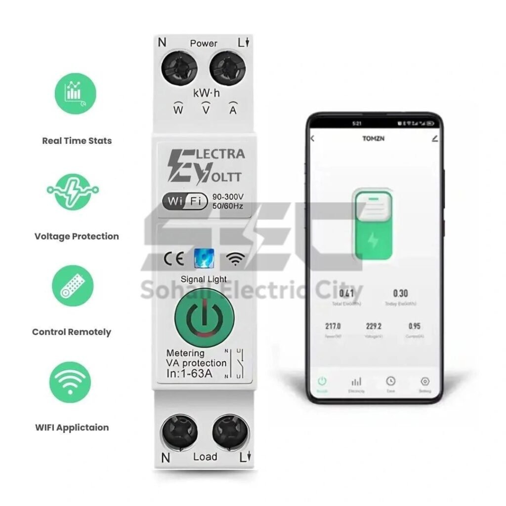 WiFi Smart Circuit Breaker 63A – DIN Rail | Tuya, Alexa & Google Assistant